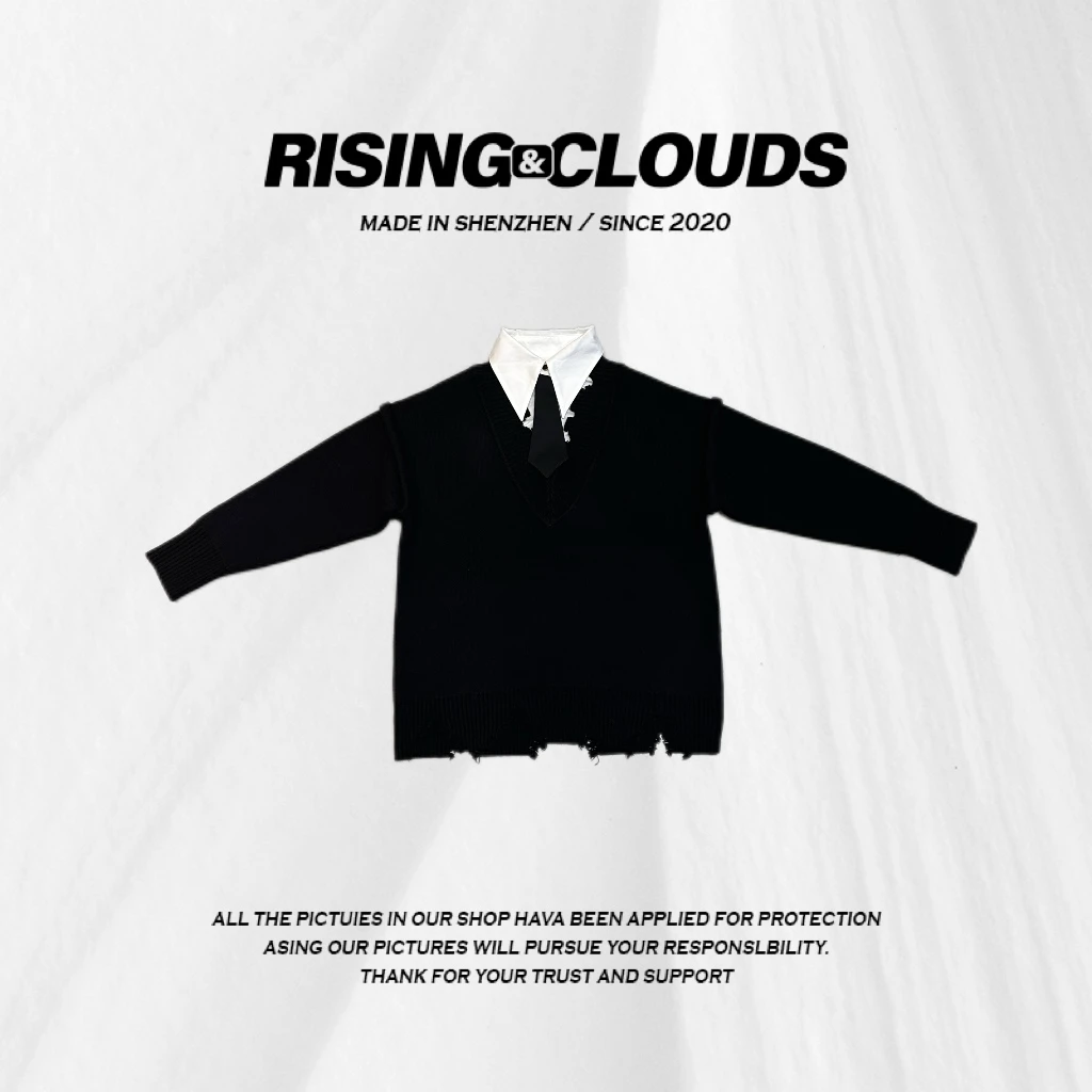 RISING&CLOUDS现【小云姐】深圳冬季“领带羊毛假两件毛衣”120039
