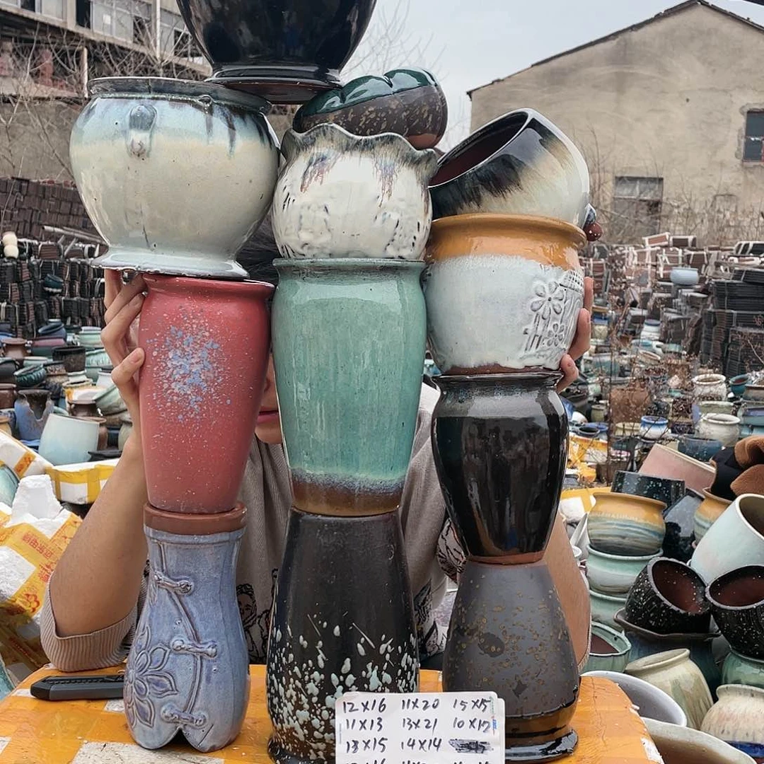 宜兴紫砂粗陶花盆