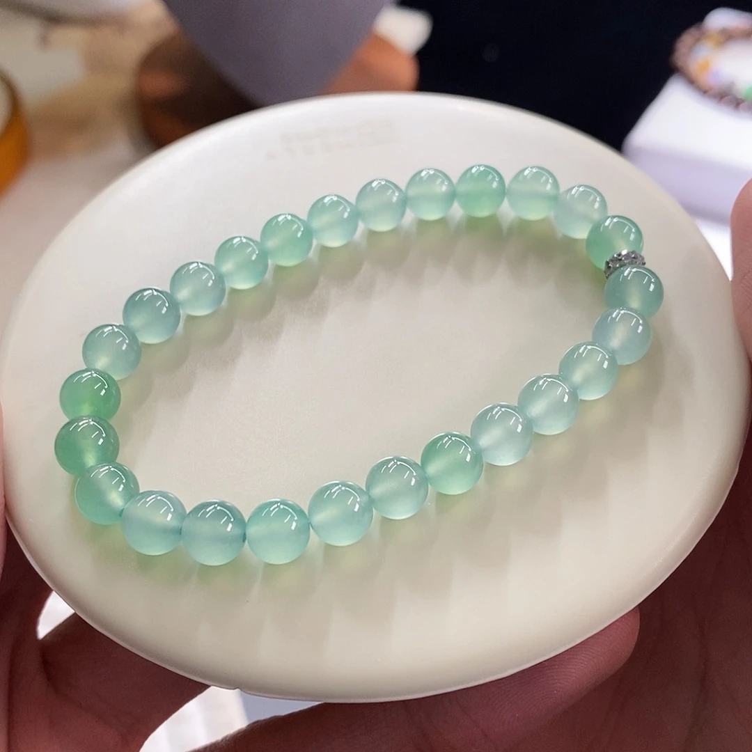 颈饰未镶嵌翡翠薄荷绿手串