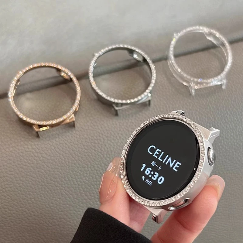 适用华为GT5手表表壳带钻闪钻gt5Pro半包保护壳镶钻PC硬壳华为GT4