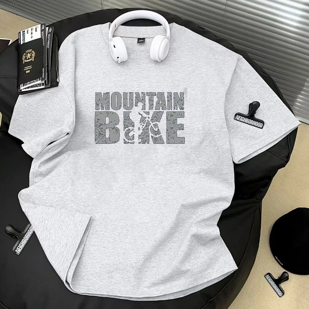 爆款夏季纯棉280克重磅短袖潮流时尚宽松休闲百搭印花男女同款T恤