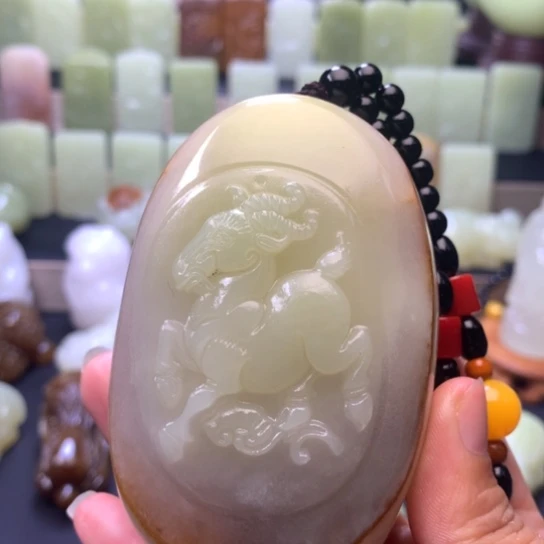 石材方解石手把件