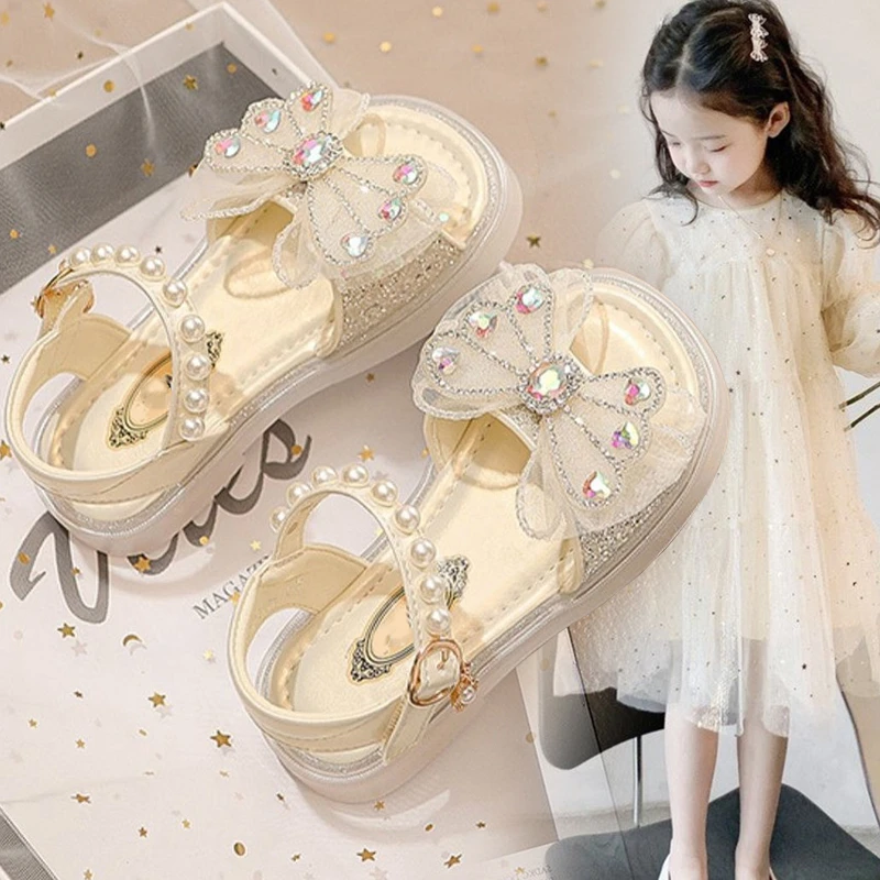 女童鞋子儿童公主凉鞋2025新款夏季女孩宝宝夏款软底水晶洋气凉鞋