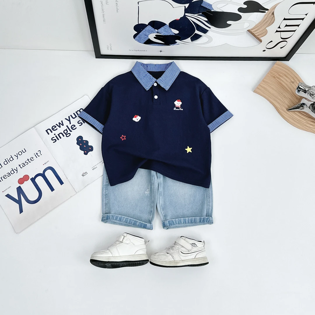 儿童夏装短袖POLO衫男童T恤薄款2025新款 BDX25955 悠悠童话童装