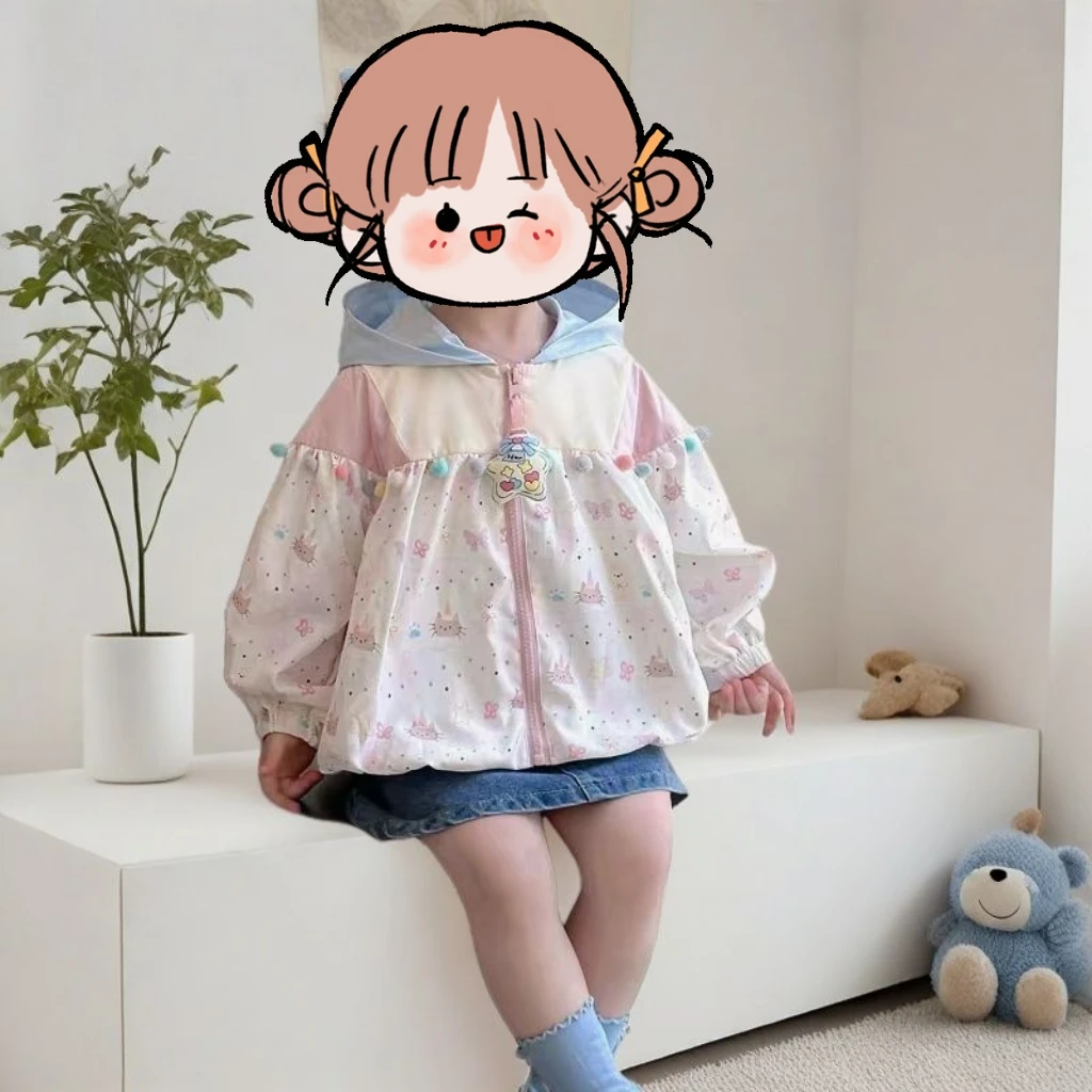 春款上新女童卡通连帽花苞外套韩版春秋洋气春装卡通儿童外套C31