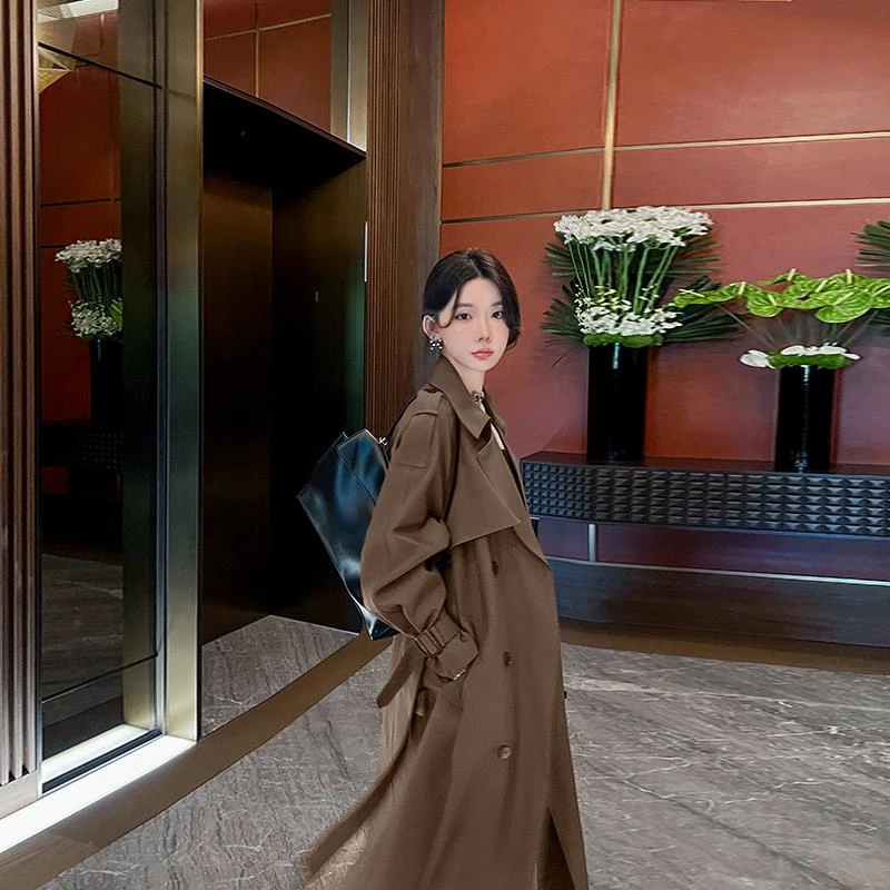 大牌风衣外套女中长款2025春秋新款韩版高级感气质双排扣休闲大衣
