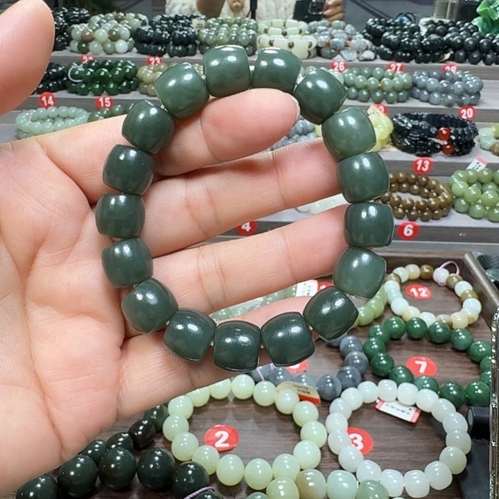 未镶嵌手链和田玉新疆且末蓝直切卡12