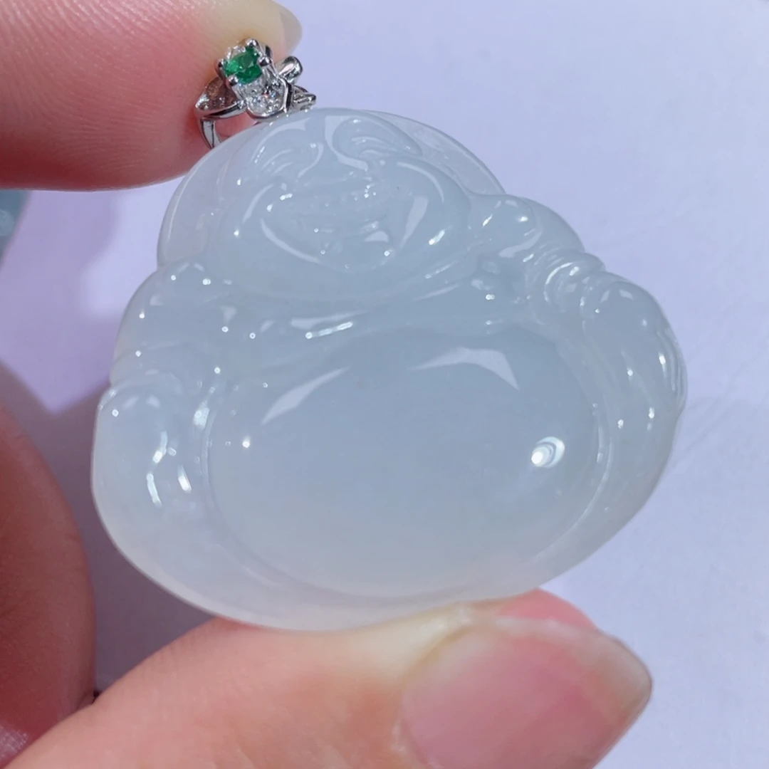 翡翠银S925镶嵌颈饰佛公