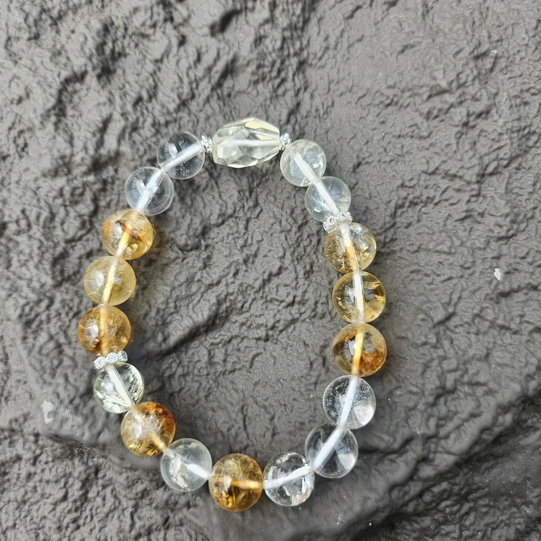 【新品特惠】金太阳天然黄水晶黄塔晶白水晶手串生日礼物夏日百搭