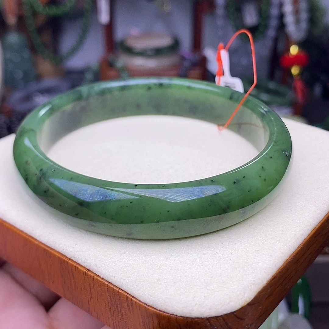 和田玉清货价碧玉宽版手镯65,5未镶嵌