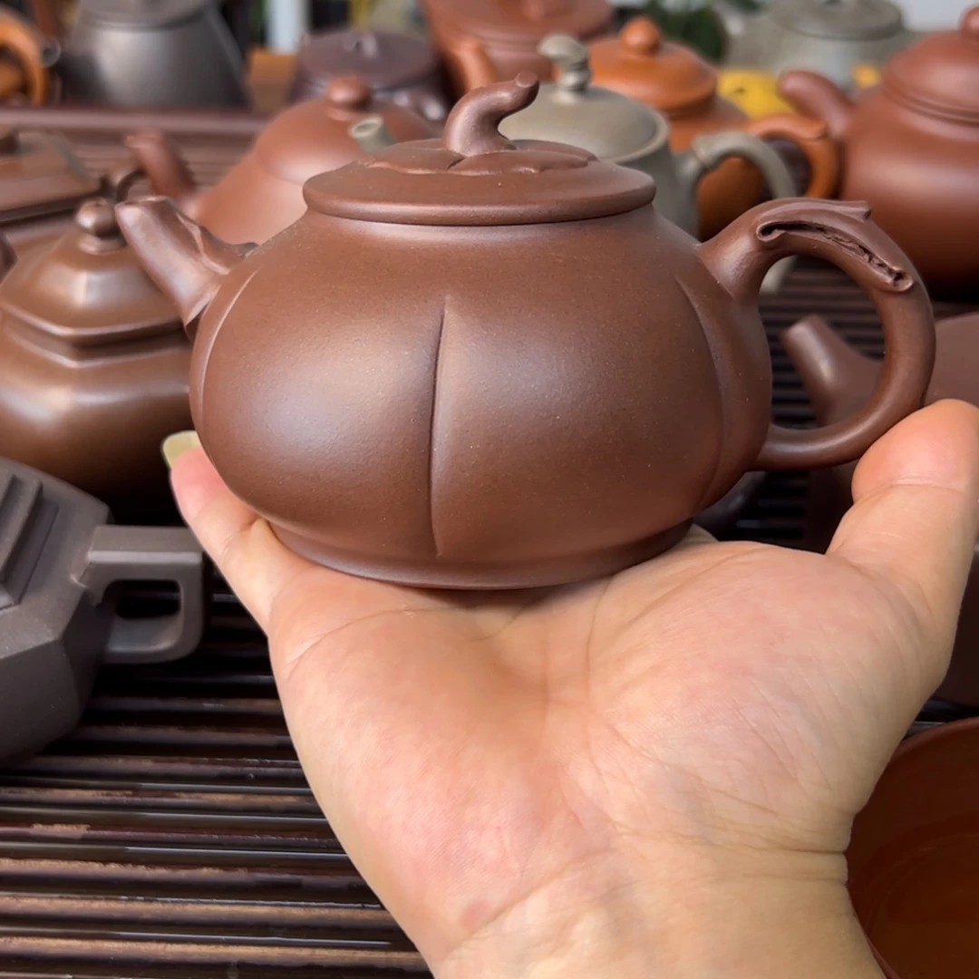 紫砂茶壶半手工紫泥半花器