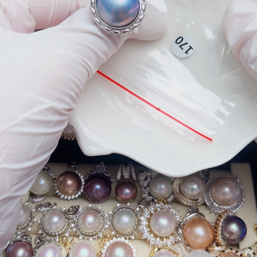 耳饰银S925镶嵌拼合珍珠（马贝珠）