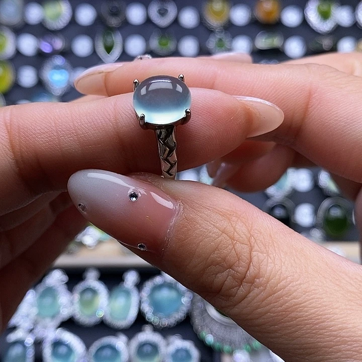 岫玉戒指银S925镶嵌梦