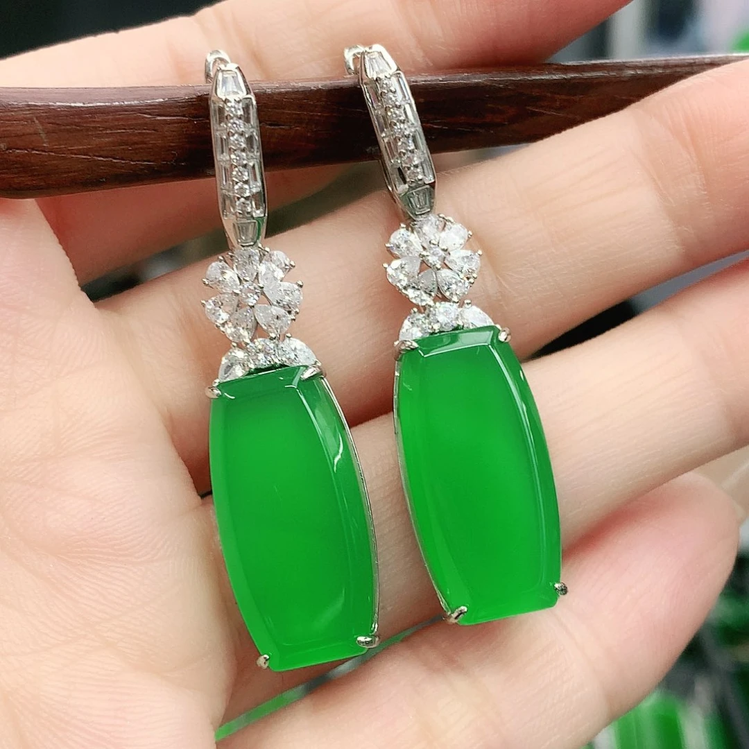 银S925镶嵌耳坠玛瑙/玉髓