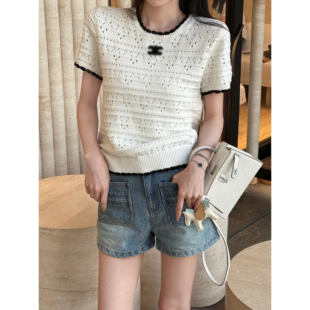 经典金色链条吊坠设计显瘦百搭牛仔短裤 DK251