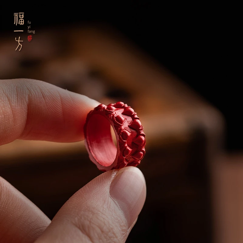 天然辰砂福一方水滴跑环佛珠手持配件朱砂文玩散天然辰砂佛珠链