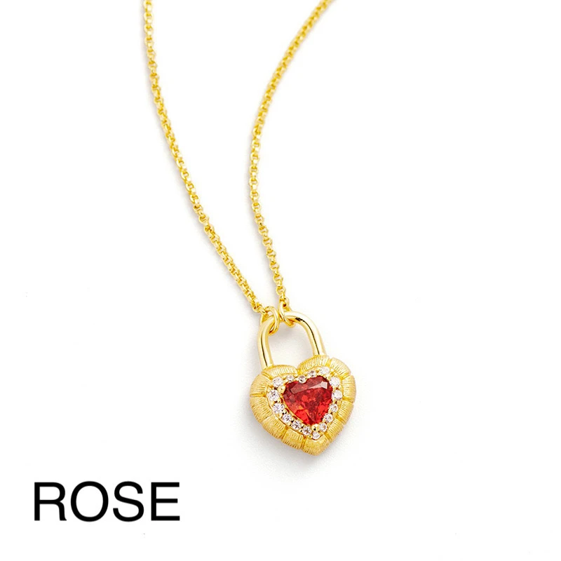 坠链均925银 ROSE · 心之锁拉丝项链