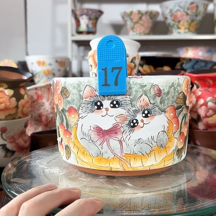 景德镇手绘花盆幸运花盆
