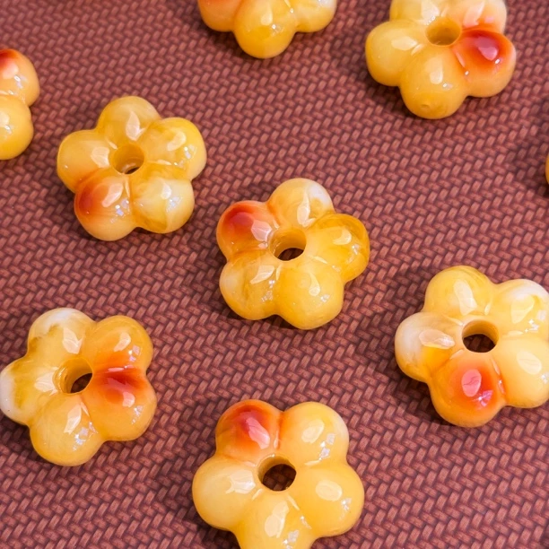 金色有米花花五瓣花diy编绳吊坠串珠项链手链配件配饰