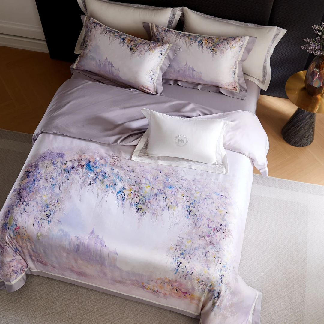 【贤公子家居】MN/慕奈  璀璨之恋-法式轻奢小锦锻花卉提花四件套