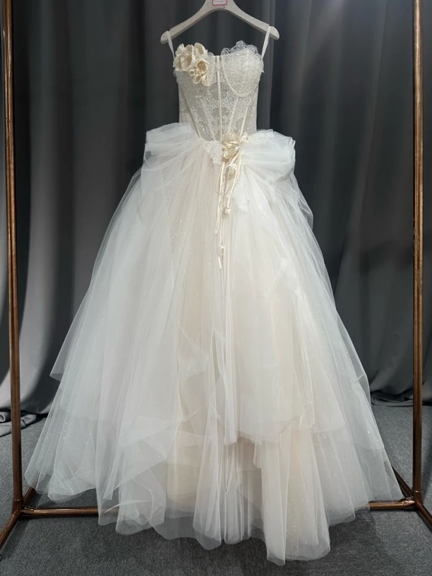 月影 抹胸气质优雅仙纱轻纱婚纱礼服