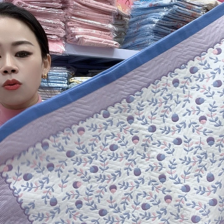 棉蓝色小樱桃纯棉