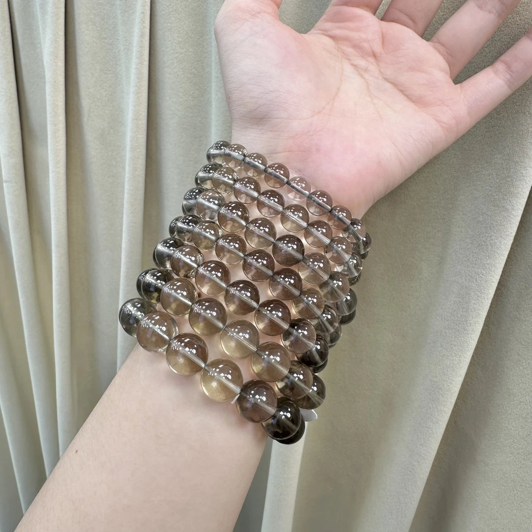 高品质净体浅茶晶手串8mm-14mm（多样性发其一）