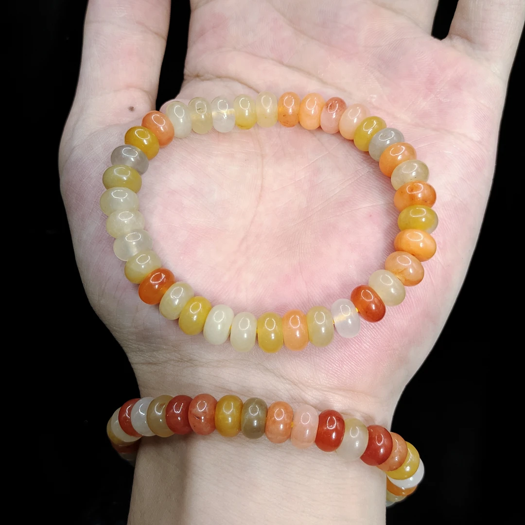 【李想精选】彩玉算盘珠单圈手串B1【多样性发其一】约8mm