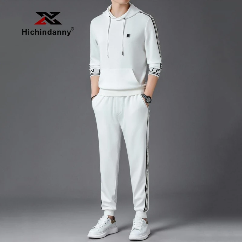 HICHIN运动套装男士春秋季新款连帽卫衣束脚长裤休闲宽松两件套