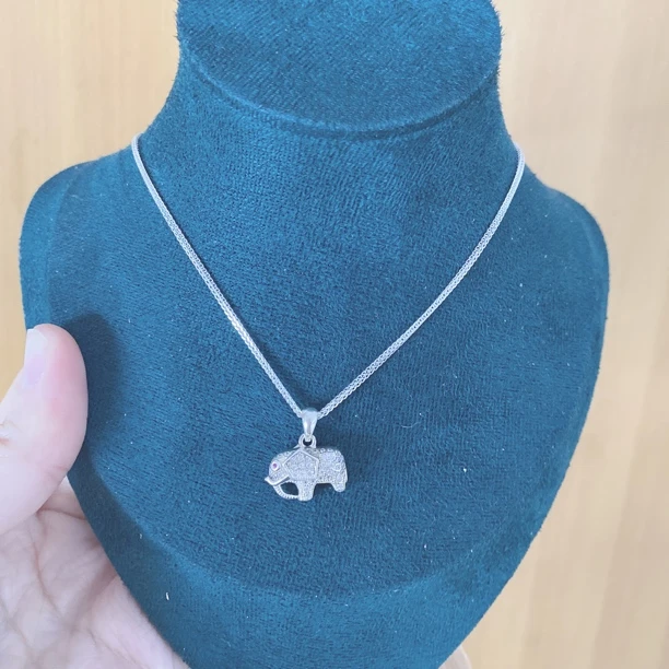 坠链均足银 重工吉祥象时尚套链锁骨链气质款精致满钻简约高级感