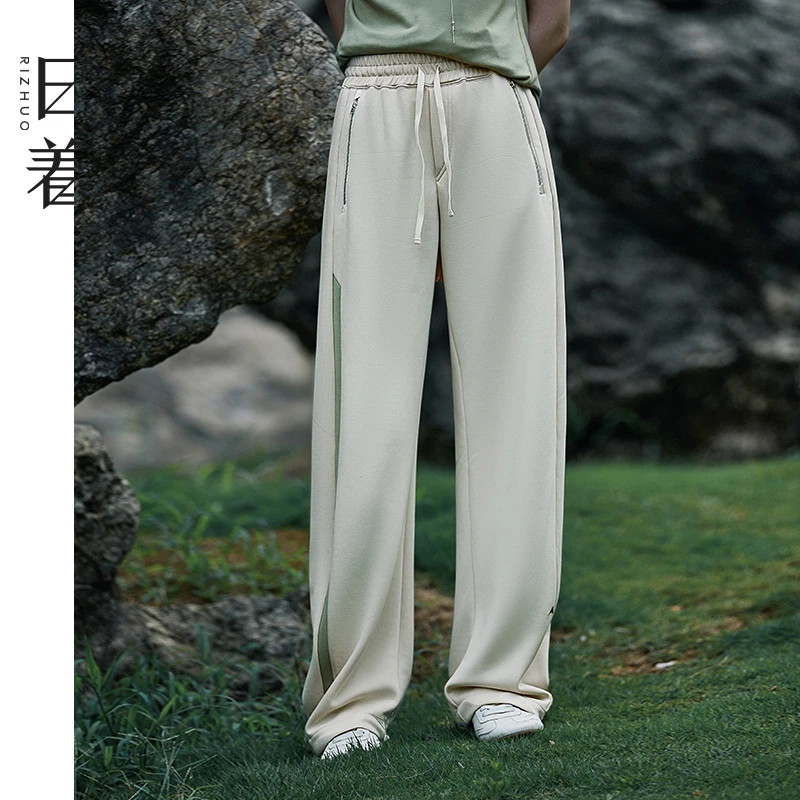 日着原创2025春新款莫代尔运动卫裤松紧腰直筒抽绳休闲裤RD1810K0
