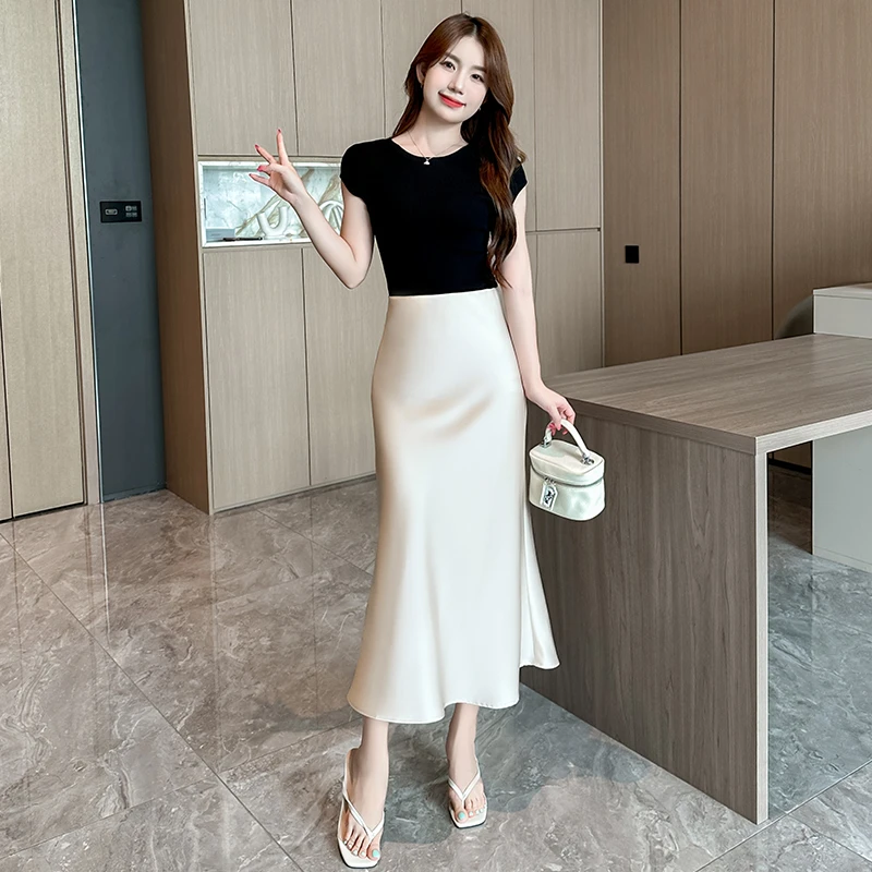 半身裙包臀裙鱼尾裙中长款女夏设计感小众高腰a字裙半裙裙子黑色