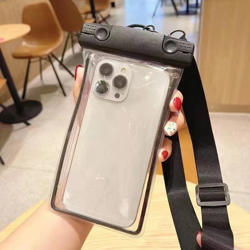 新款加厚带气囊户外手机防水袋壳游泳玩水手机防护袋可触屏漂流