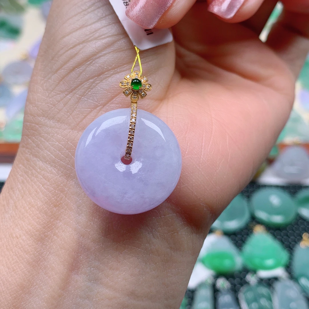 缅甸天然A货翡翠，紫罗兰面包扣 编号13/321尺寸22.7-9.4