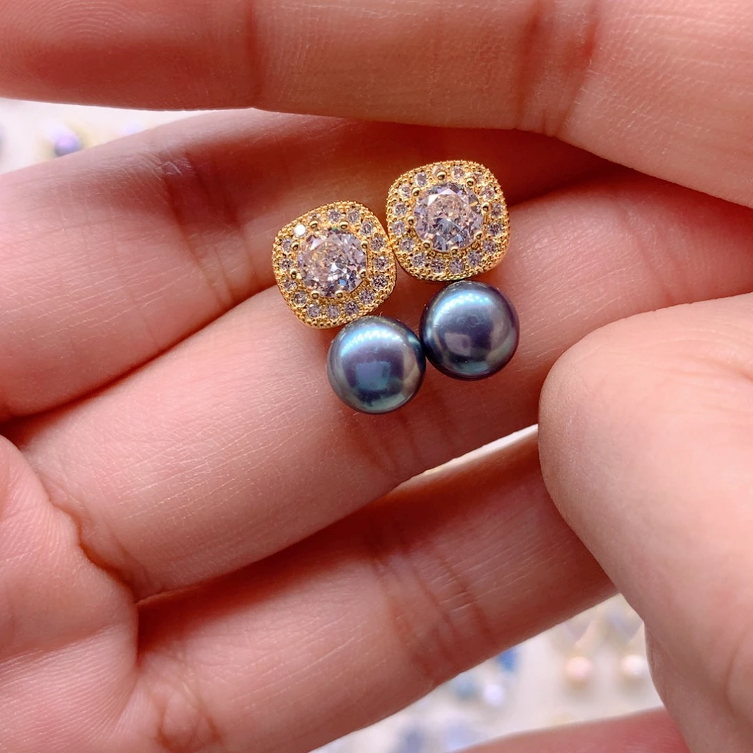 合金淡水珍珠耳饰