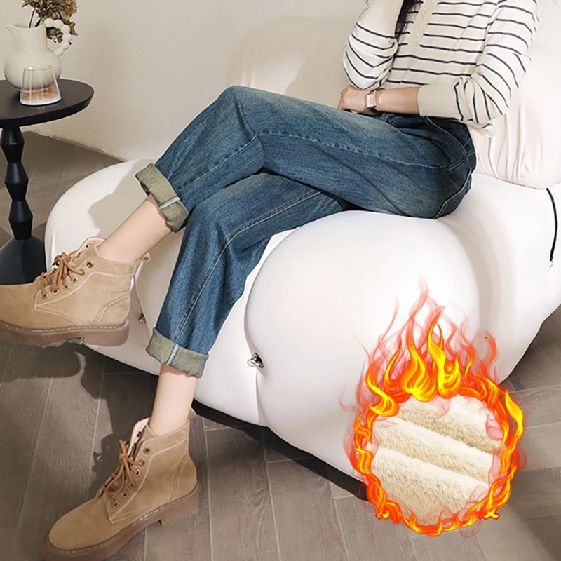 孕妇加绒哈伦老爹牛仔裤宽松显瘦托腹外穿时尚休闲