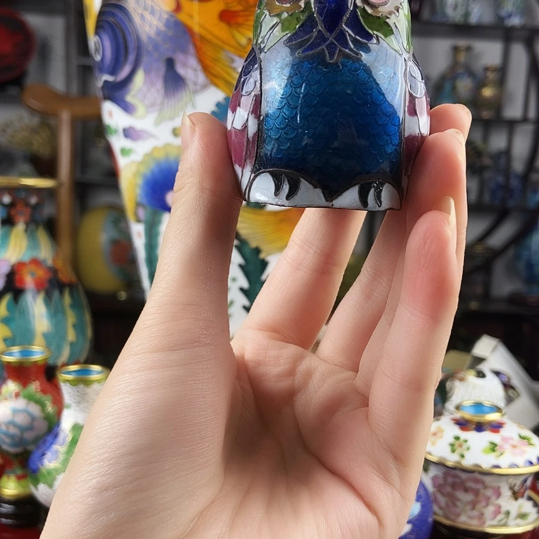 石英石纯铜景泰蓝猫头鹰