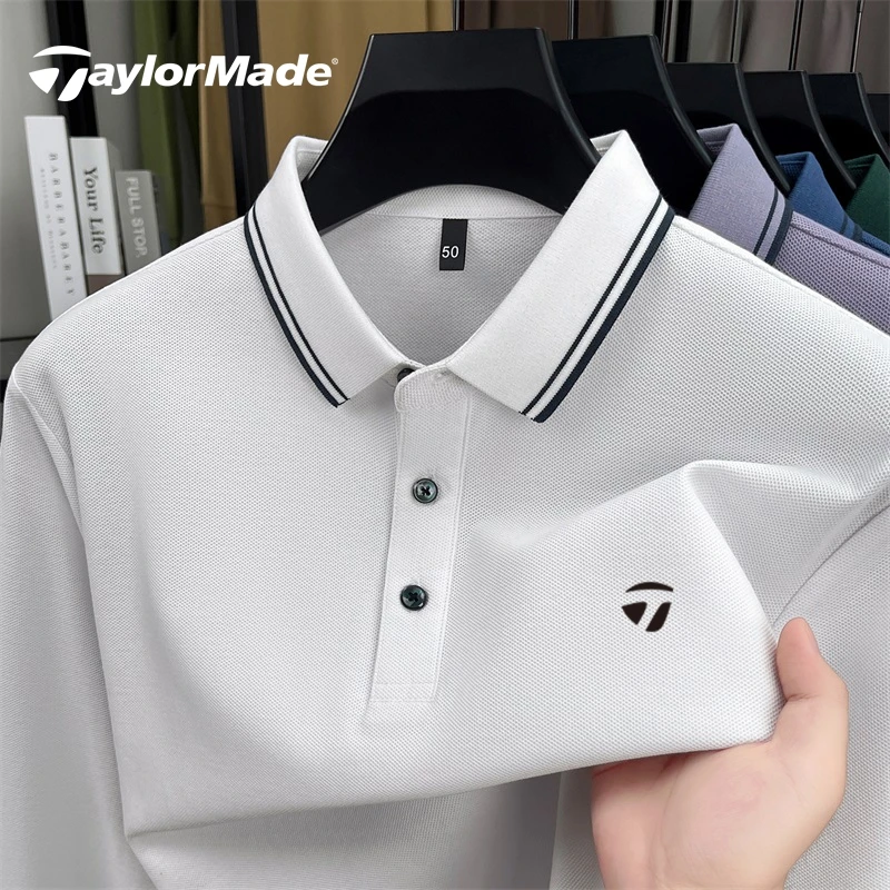 Taylormade泰勒梅秋季新款男士纯棉翻领休闲polo衫宽松T恤长袖男