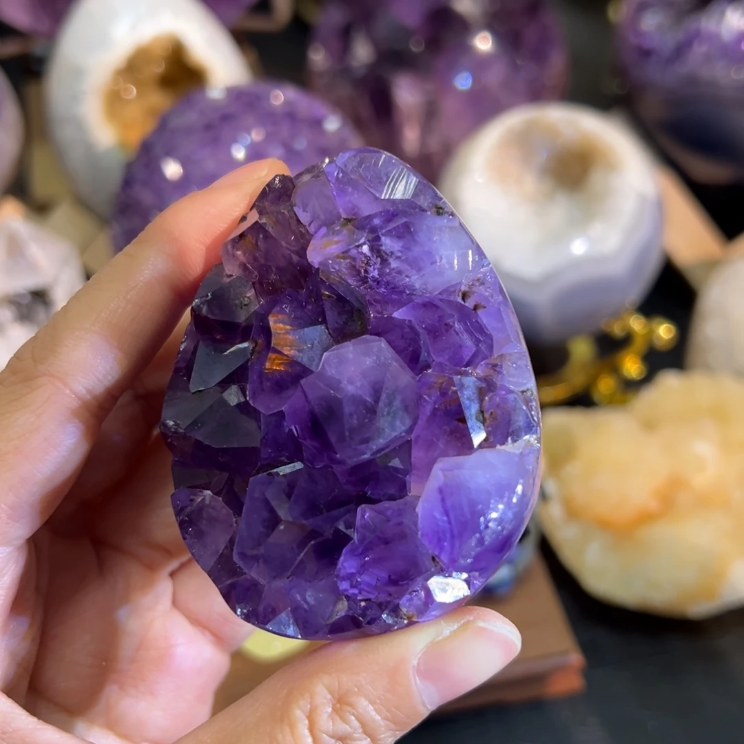 珠宝半成品未镶嵌水晶26钛晶紫水晶全抛龙蛋