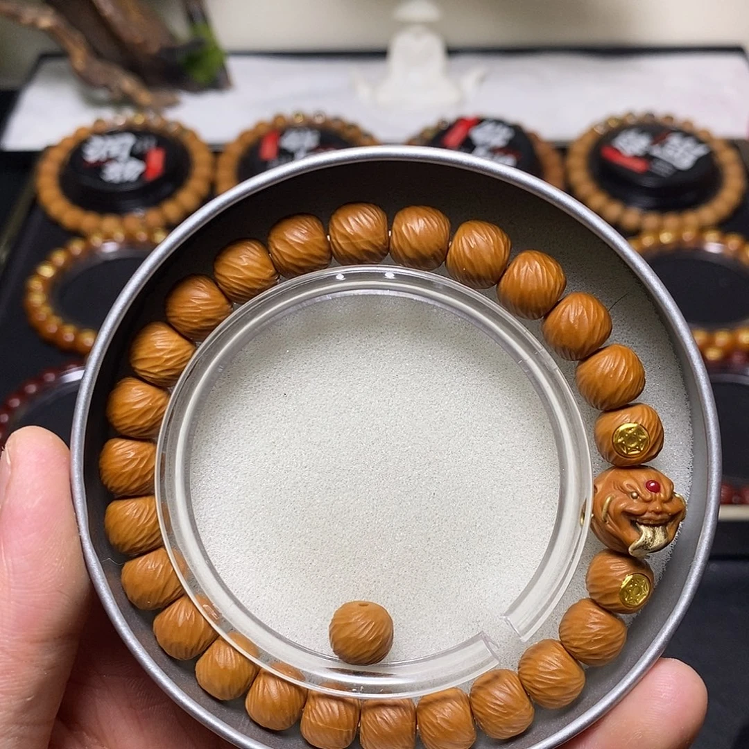 手串猴头核桃全品双标款鬼脸舔僧云锦 尺寸9左右 21号