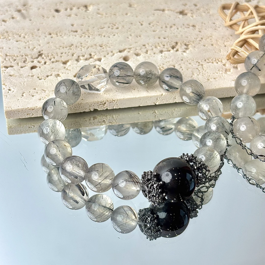 【上班福音】黑发晶银曜石10mm手串面小仙多样性发其一