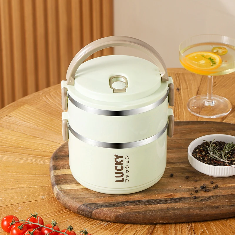 双层不锈钢保温饭盒可用微波炉大容量笔筒家用上班族饭盒便捷