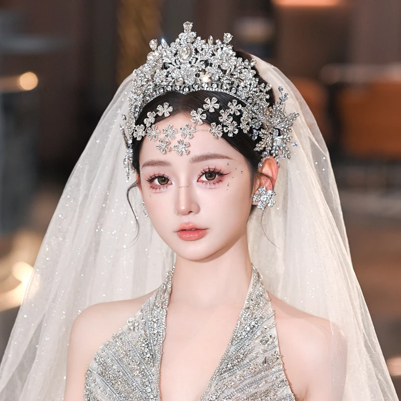水舞A5264高级感银色水钻韩式重工奢华皇冠婚纱礼服造型新娘头饰
