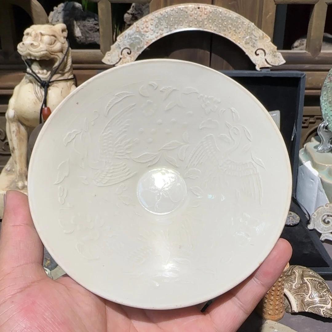 吹***风茶盏定窑印花斗笠茶盏全品