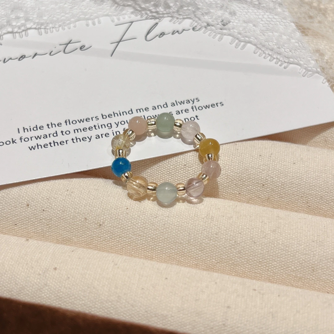 X363天然水晶多宝弹力绳戒指多样性发一