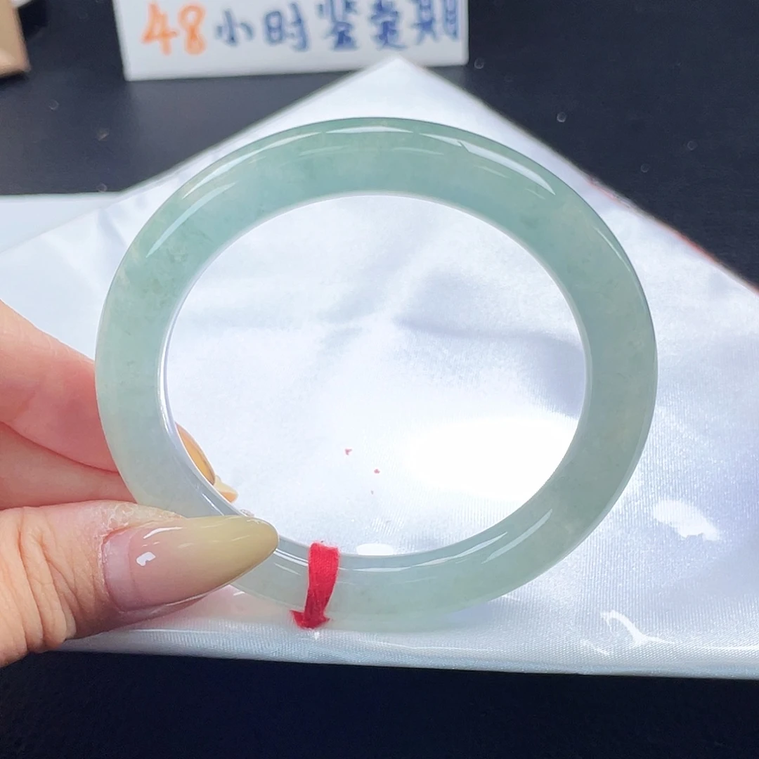 翡翠手镯未镶嵌5553-超冰透湖绿色-圆条