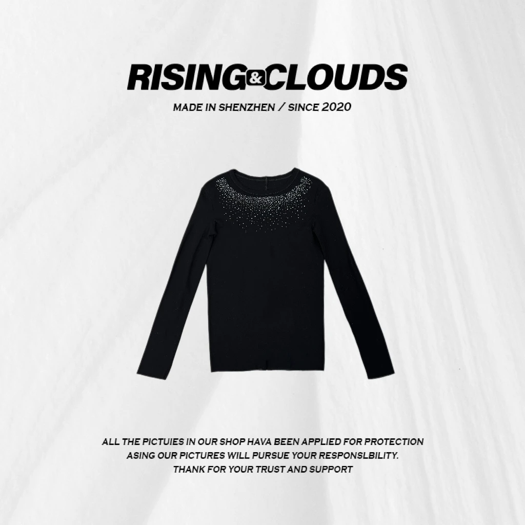 RISING&CLOUDS【小云姐】休闲百搭显瘦舒适2025早春烫钻上衣020009