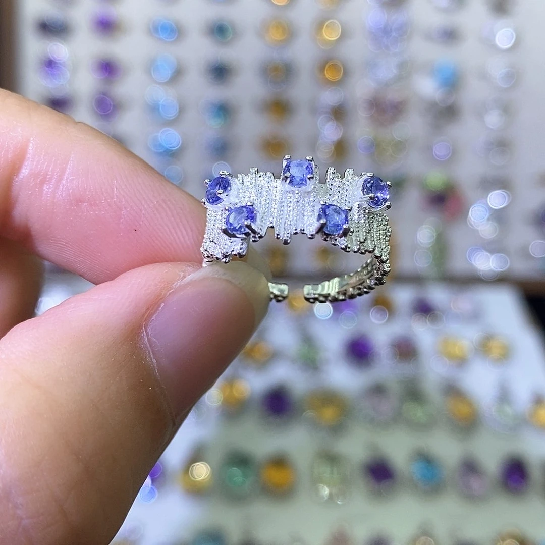 坦桑石戒指银S925镶嵌需要证书备注