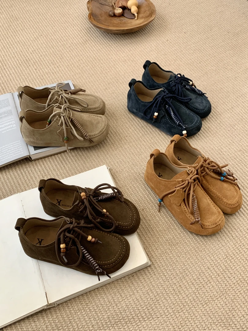 复古真皮厚底轻奢勃肯鞋女2025年春秋季新款爆款内增高圆头休闲鞋