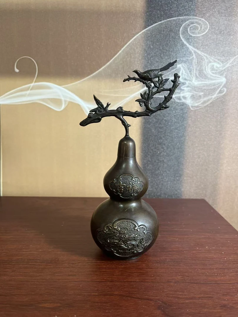 纯铜做旧复古工艺吉祥富贵葫芦装饰摆件